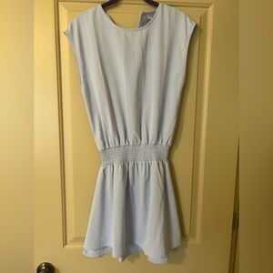 pleat blue dress